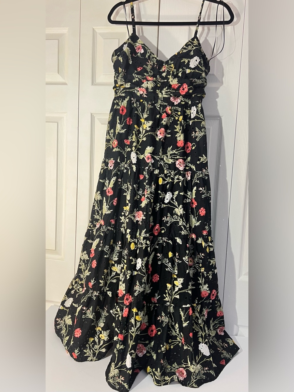 ZARA FLORAL PRINTED COTTON MIDI DRESS WITH CUTWORK EMBROIDERY M NWT. - Picture 10 of 12